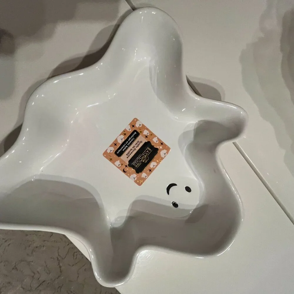 Ceramic Ghost Baking Dish Halloween Decor‎  (new / holiday / x)